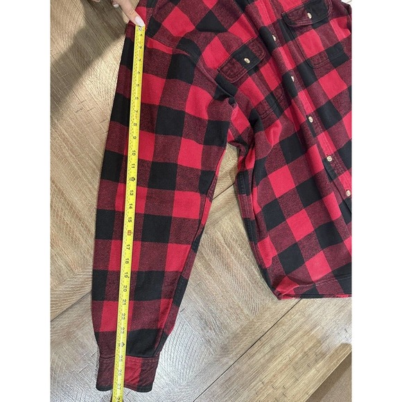 Vintage Field & Stream Red Black Plaid Flannel Mens Long Sleeve Button Shirt XXL - Picture 6 of 16